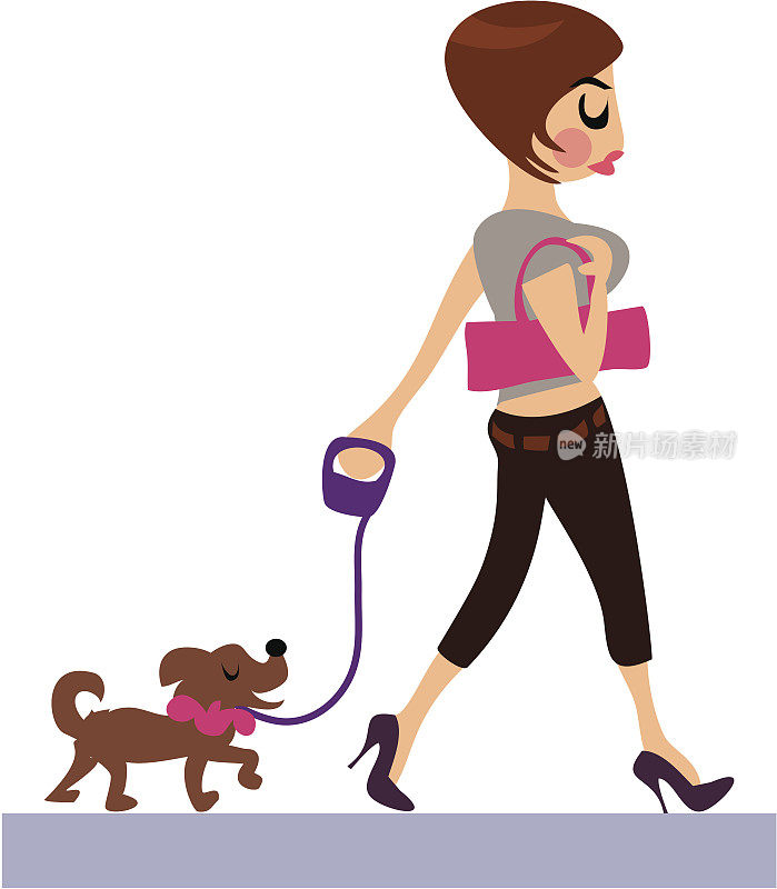 狗和女人走在街上