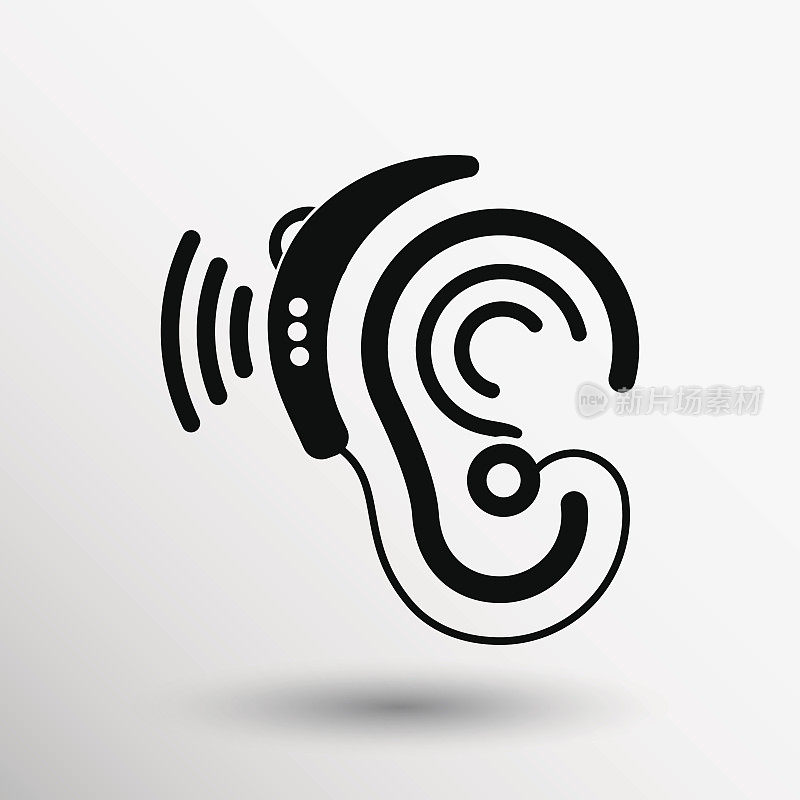 耳朵矢量图标助听器耳朵听声音图形