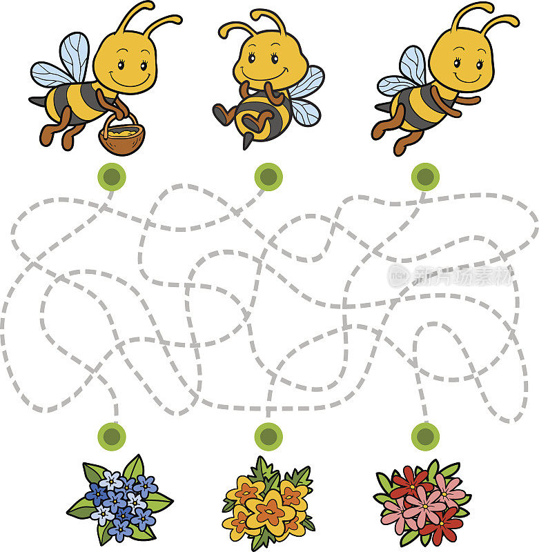 迷宫游戏，关于蜜蜂的儿童教育游戏