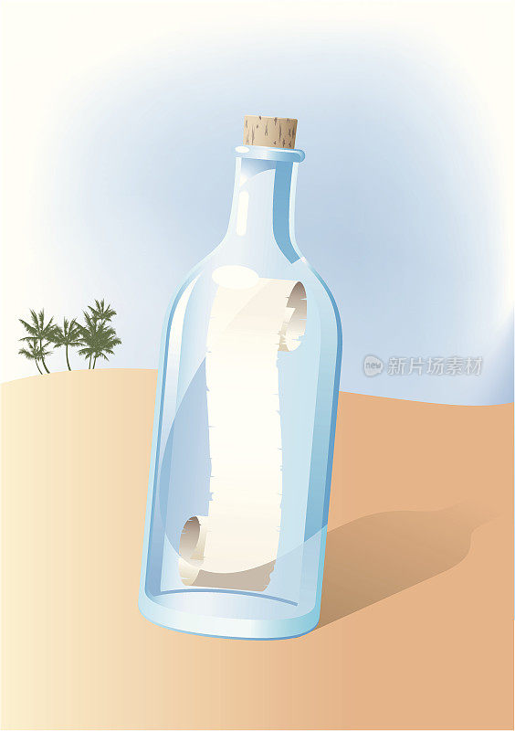 沙子上的瓶子里的信息