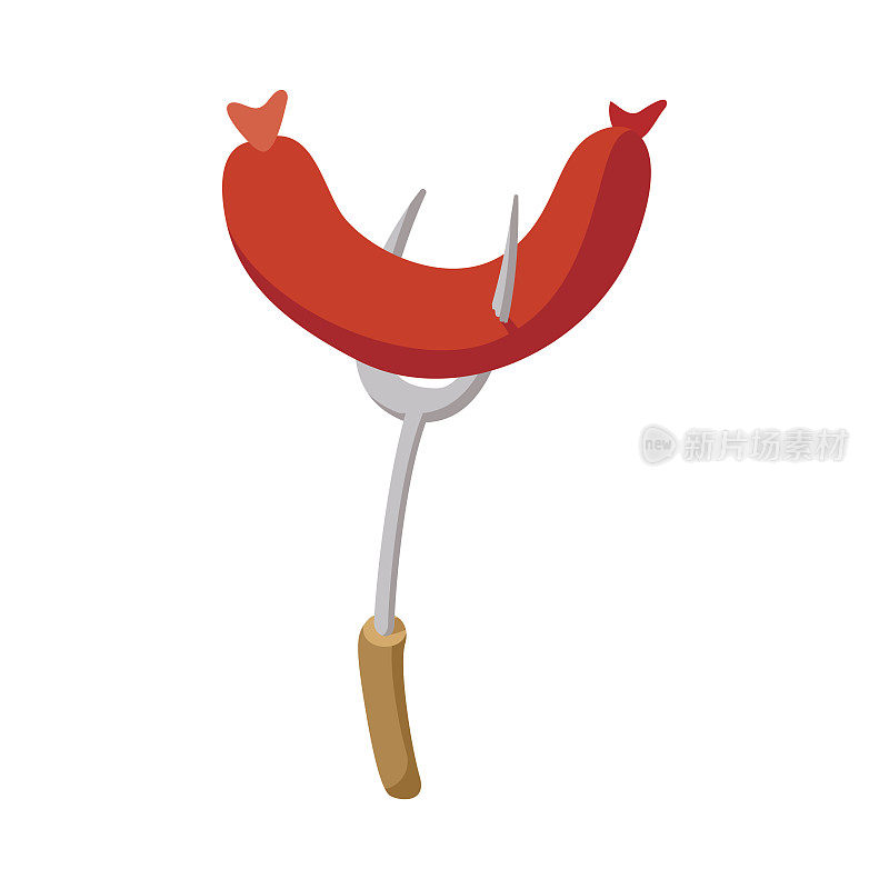 叉子上的香肠卡通图标