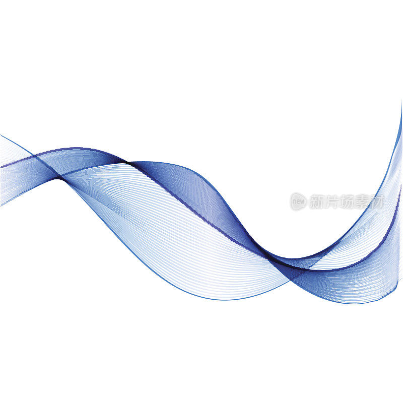 摘要光滑色波矢量。曲线流蓝色运动插图。烟蓝色波浪设计。矢量线