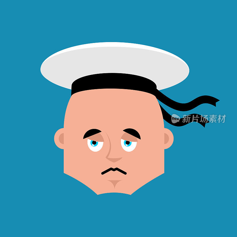 水手悲伤emoji。俄国士兵海员悲伤的情绪化身。在俄罗斯的军队很沉闷。2月23日的插图。保卫祖国日。俄罗斯联邦的军旅假期