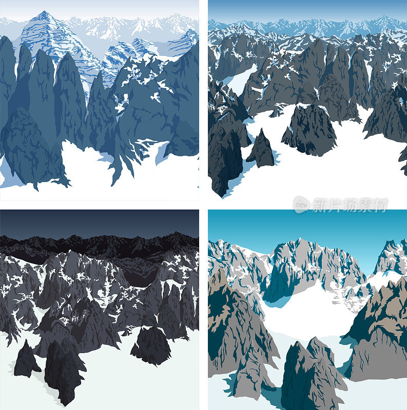 一套矢量瑞士阿尔卑斯山脉背景纹理无缝模式