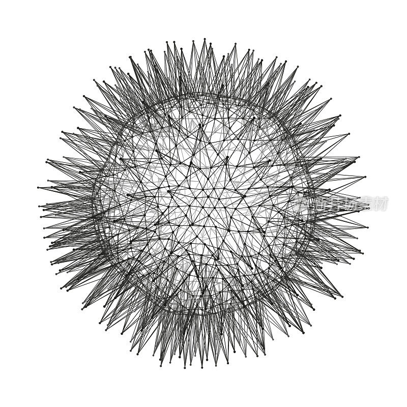 球体与连接线和点。全球数字连接。全球网格。线框范围说明。抽象三维网格设计。发光网格。3D技术风格。网络-全球设计。