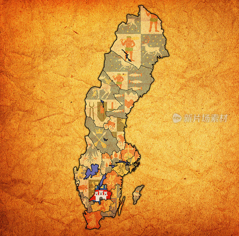 瑞典地图上的延雪平县旗