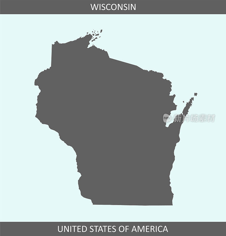 威斯康星州地图大纲美国印刷