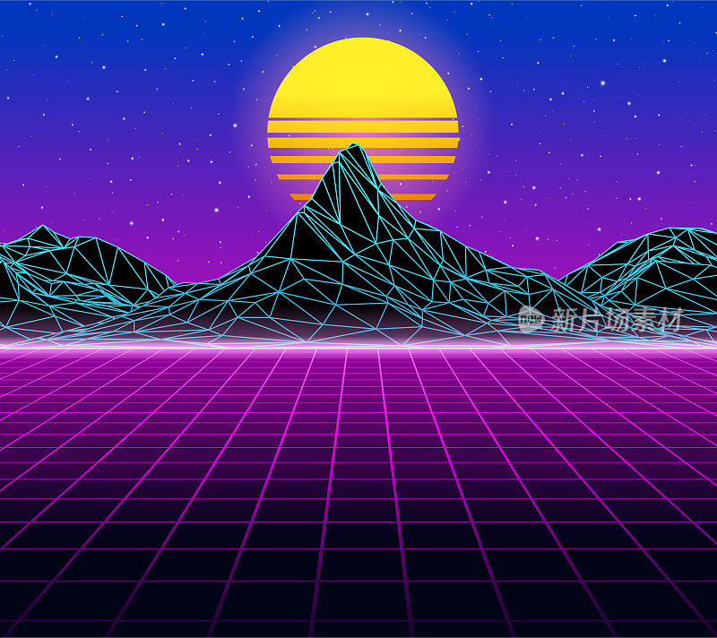 Synthwave复古的背景