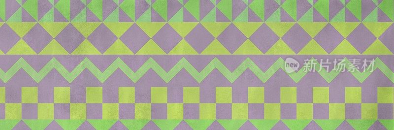 水平背景-传统的非洲图案，绿色和紫色调