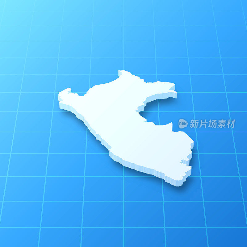 秘鲁3D地图上的蓝色背景