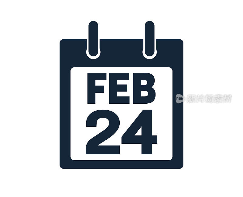 2月24日日历图标股票矢量插图