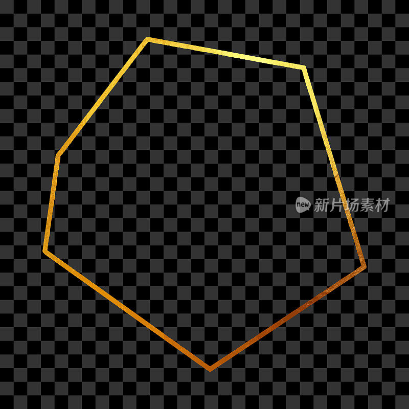 六边形金箔框架孤立的背景。几何金框邀请卡模板。黄金几何多面体，线条艺术。矢量金边界设计元素的生日，新年，圣诞卡，婚礼邀请。