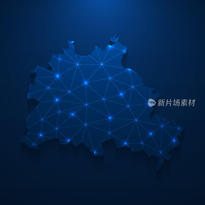 柏林地图网络-明亮的网格在深蓝色的背景