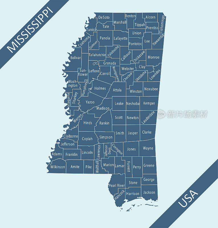 密西西比县地图