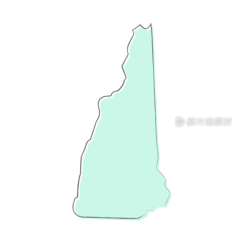 新罕布什尔州地图手绘在白色的背景-时尚的设计