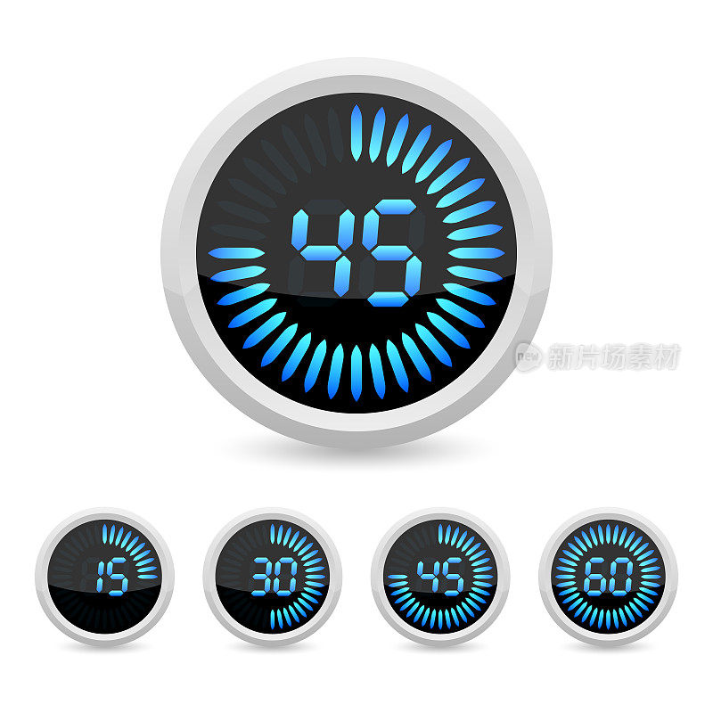 计时器和时钟隔离设置图标。秒表图标模板为您的业务项目。