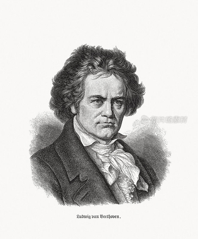 路德维希・凡・贝多芬(1770-1827)，德国作曲家，木刻，1893年出版