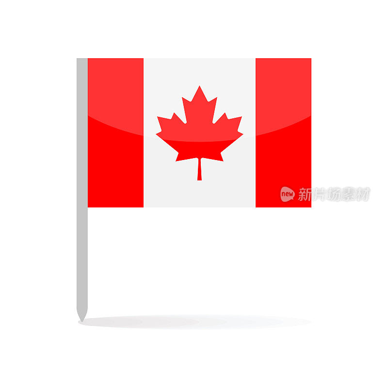 加拿大国旗图标矢量插图-国旗大头针