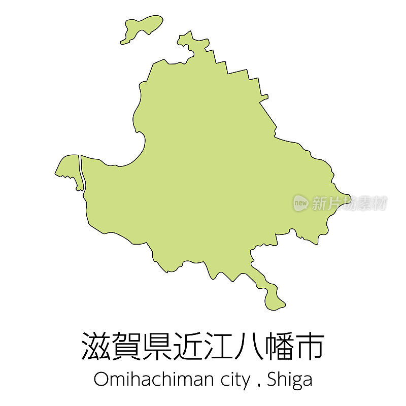 日本滋贺县Omihachiman市地图。翻译:“滋贺县Omihachiman市。”