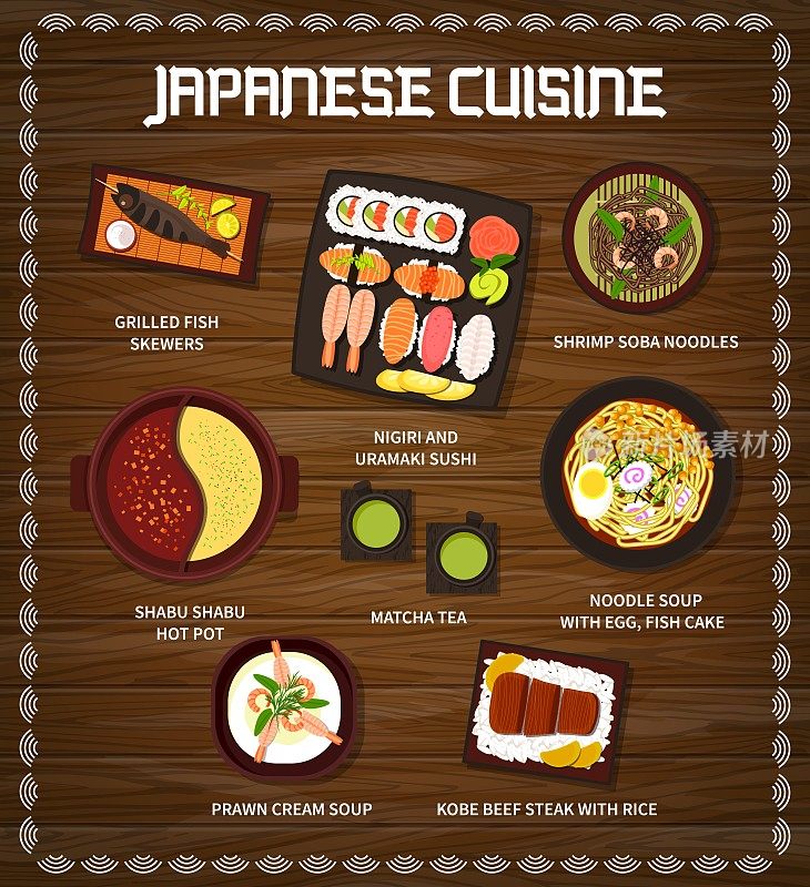 日本料理向量日本料理卡通菜单