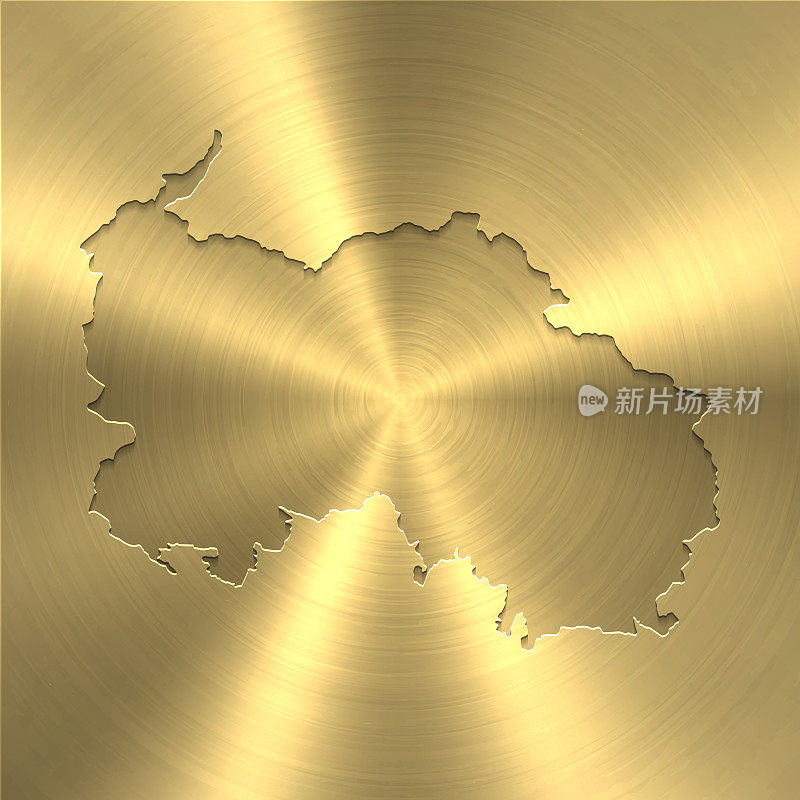 南奥塞梯地图上的黄金背景-圆形拉丝金属纹理