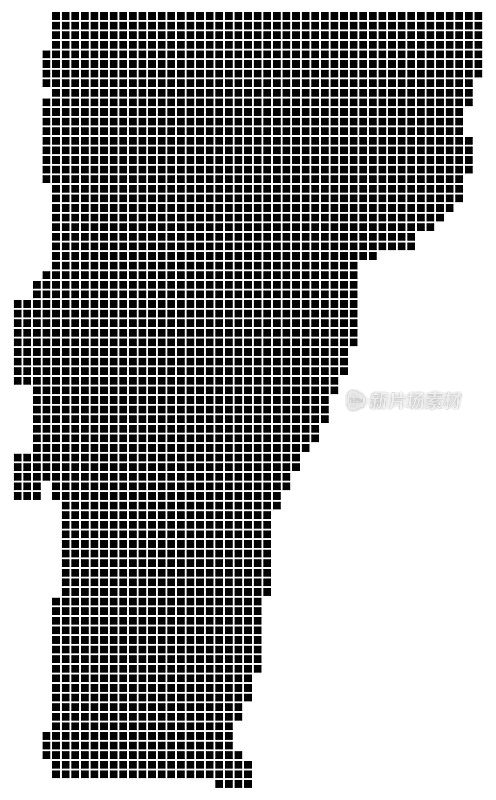 佛蒙特州地图正方形点的风格