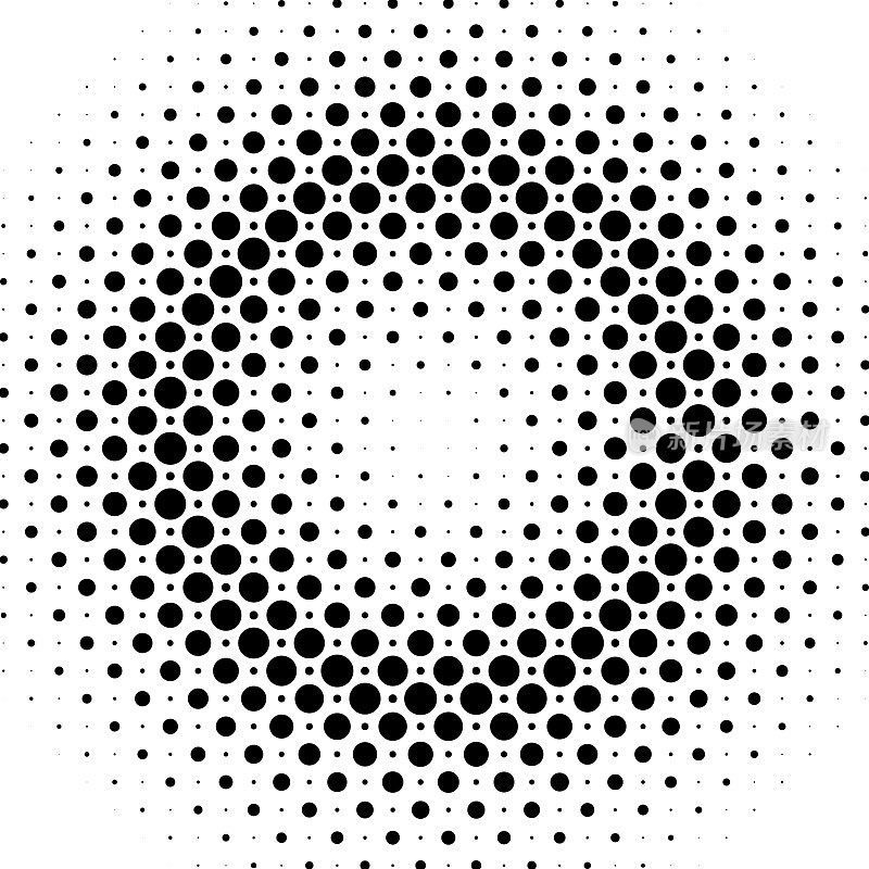 圆形网格图案，径向大小梯度形成甜甜圈形状