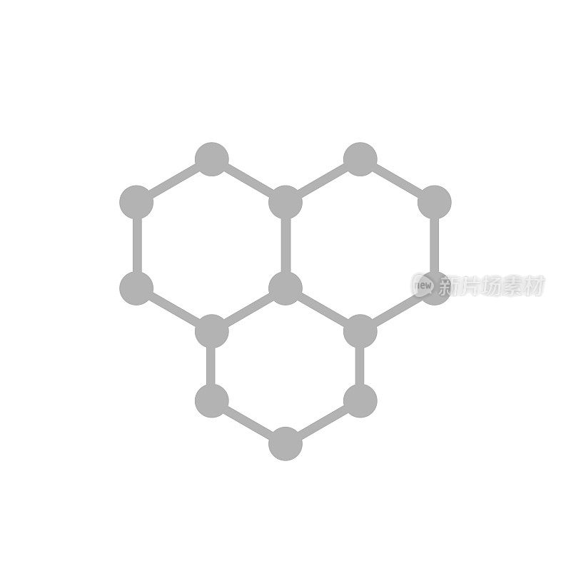 分子结构图标白色背景，矢量插图