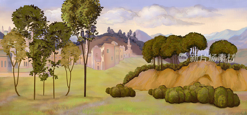 维托尔·卡帕乔风格的意大利风景画