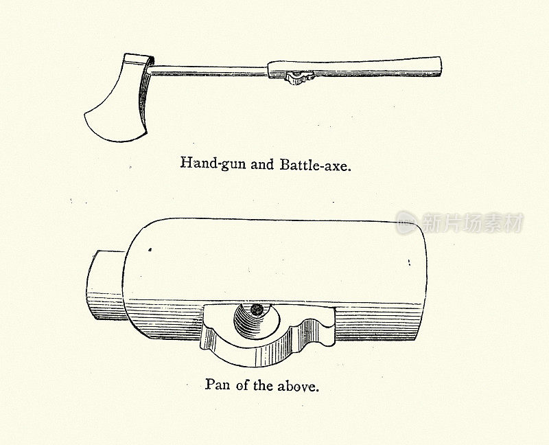 结合手枪和战斧，历史中世纪战争和武器