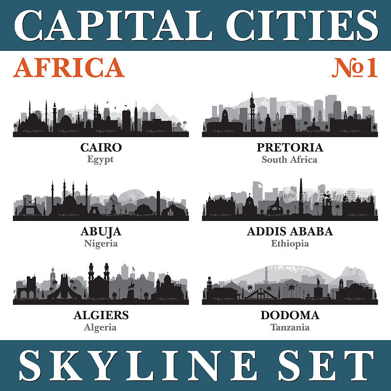 首都城市的天际线。非洲。第1部分