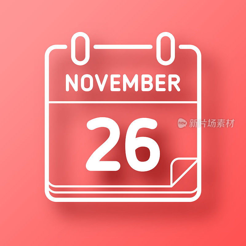 11月26日。图标在红色背景与阴影