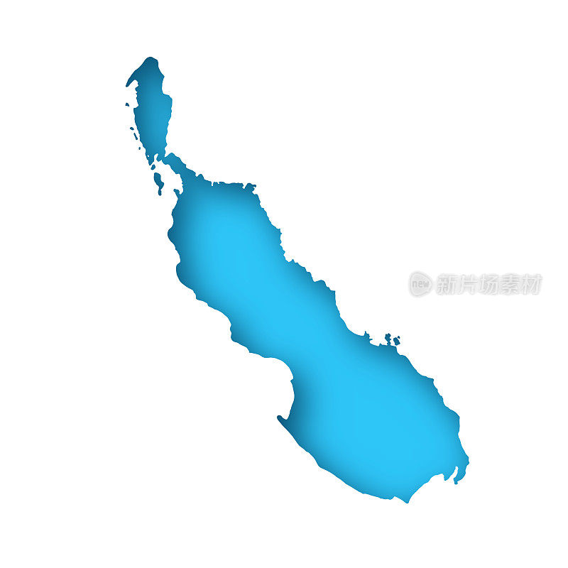 布干维尔地图-白纸，蓝色背景