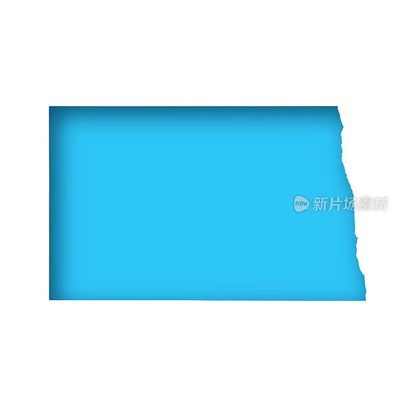北达科他州地图-白纸在蓝色背景上裁剪