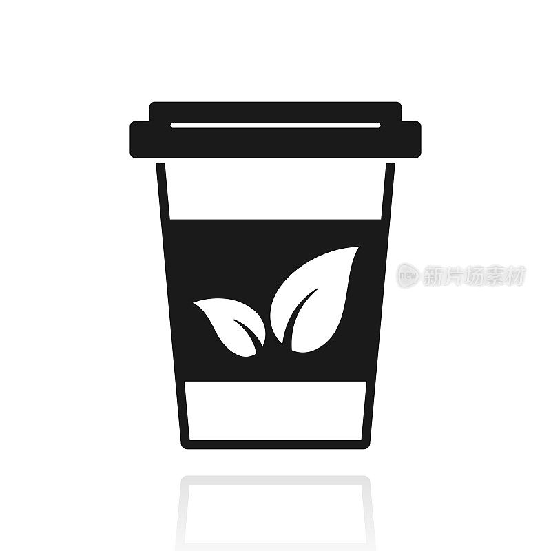 一次性茶。白色背景上反射的图标