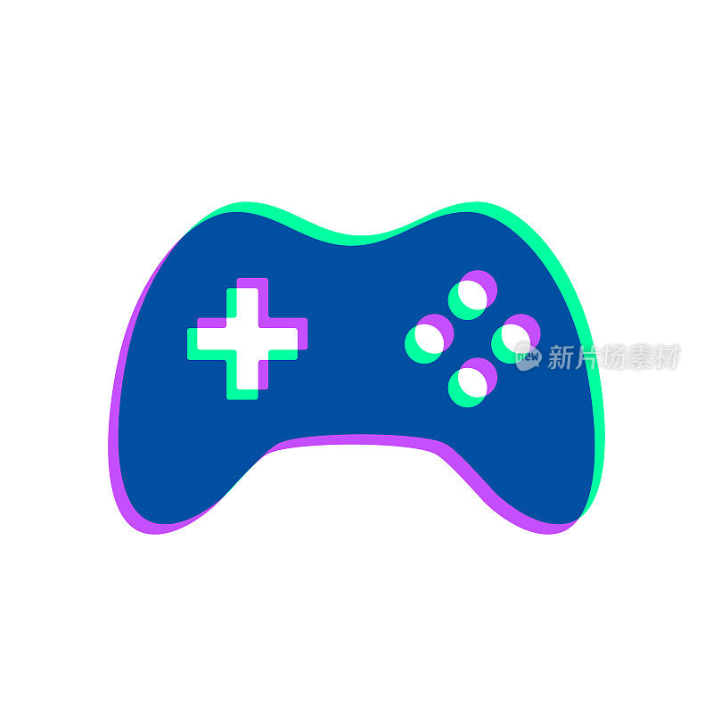 游戏控制器。图标与两种颜色叠加在白色背景上