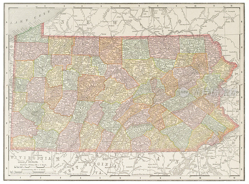 1899年美国宾夕法尼亚州地图
