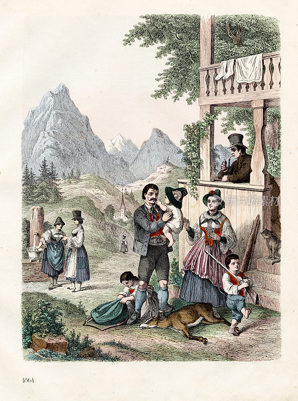 1864年蒂洛里斯的彩色板插图