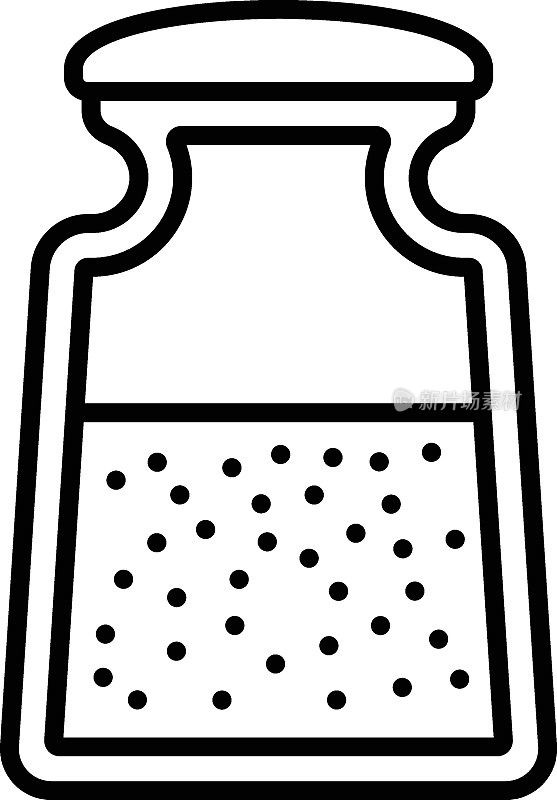 盐和胡椒摇瓶矢量线图标设计，面包店和面包匠符号，烹饪大师标志，食品鉴赏家库存插图，调味品或香料容器概念