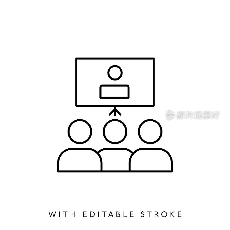 视频会议线图标-可编辑笔画