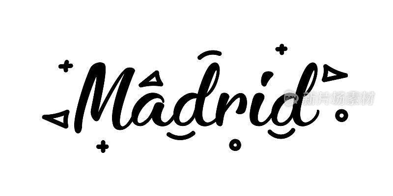 马德里城市字体字体横幅设计。旅游,城市,旅游,西班牙