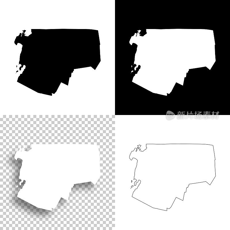 佛蒙特州富兰克林县。设计地图。空白，白色和黑色背景