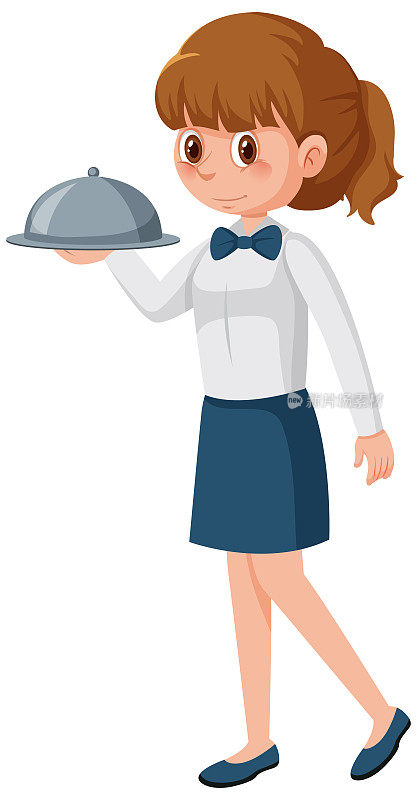 一个年轻的女服务员在上菜