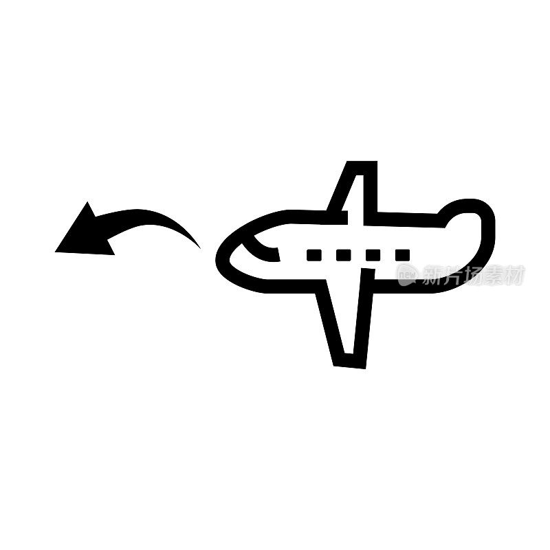 飞机着陆和箭头图标。到达旅游目的地。向量。