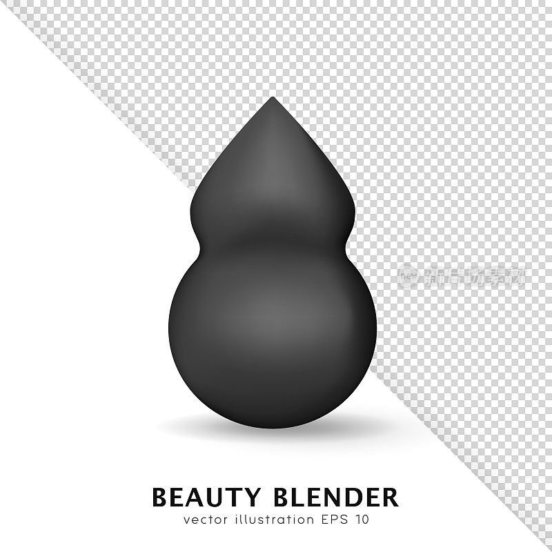黑色美妆搅拌机的模型隔离在白色和透明的背景。
