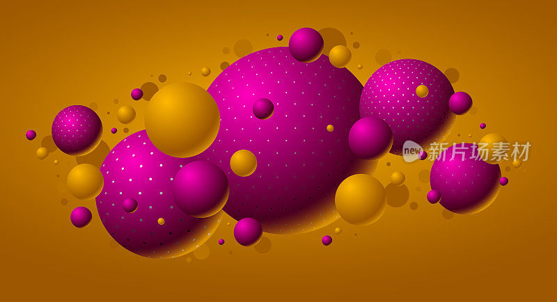 彩色点状球体矢量插图，抽象背景与美丽的圆点球，3D球体设计概念艺术。