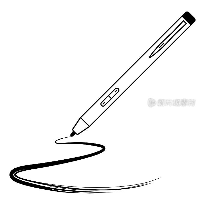 手写笔平板数码，平面设计铅笔，矢量工具手写笔