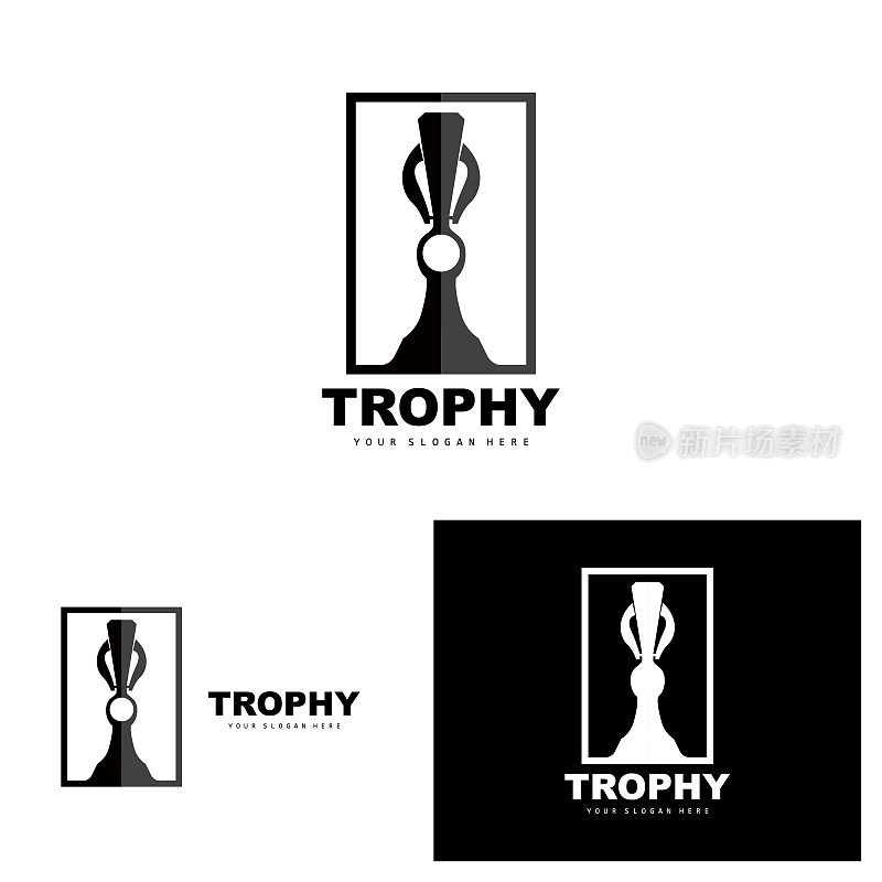 冠军奖杯标志，冠军奖得主奖杯设计，矢量图标模板