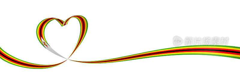 津巴布韦:长缎带心旗。津巴布韦心形国旗。股票矢量图