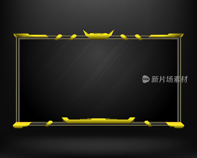 抽象黑色和黄色的直播网络摄像头覆盖gui屏幕边框框架在黑色背景上